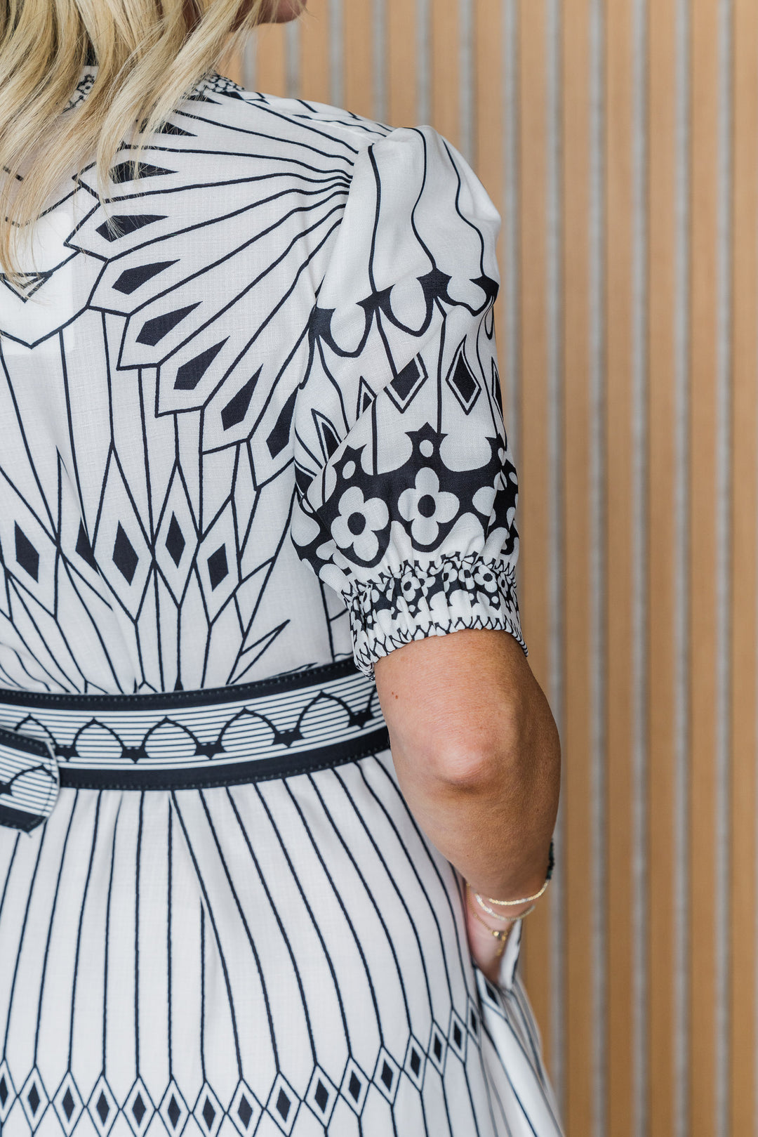 Empire Dress - White/Black