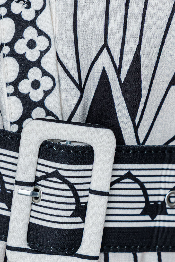 Empire Dress - White/Black