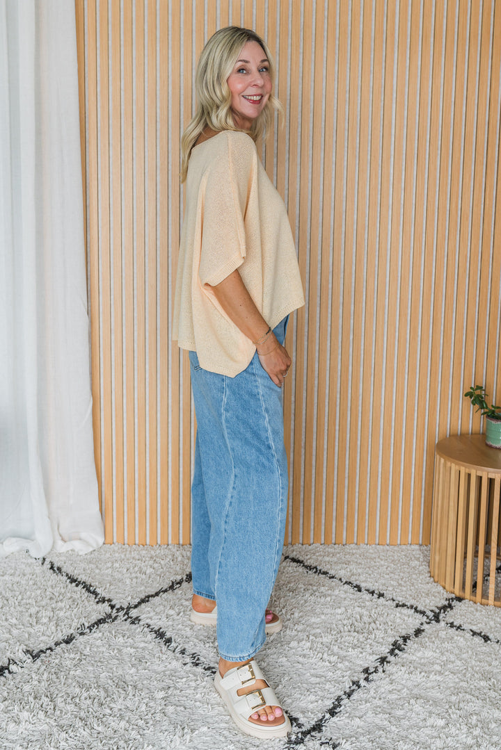 Oversized Drape Knit Top - Butter