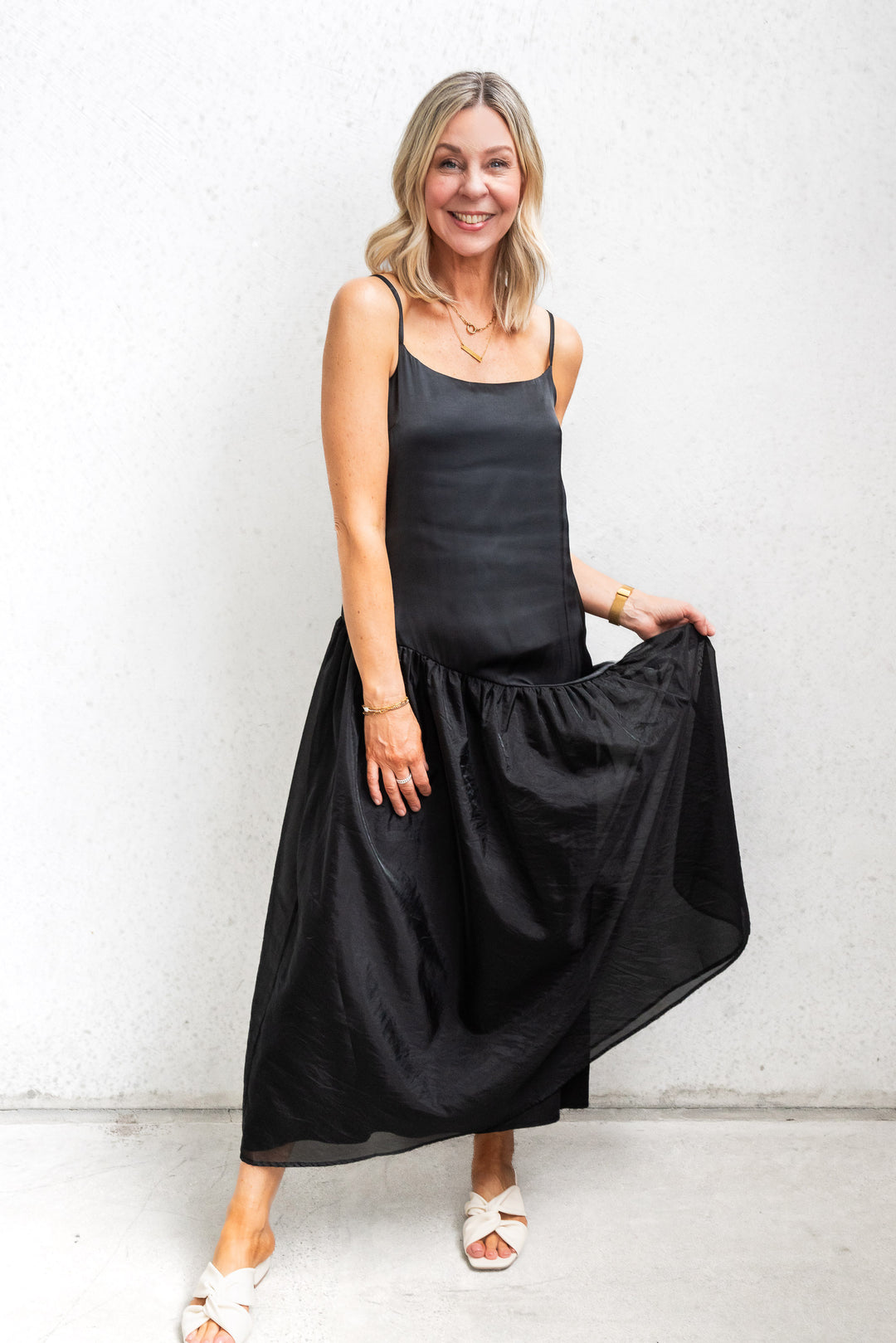 Asymmetrical Organza Dress - Black