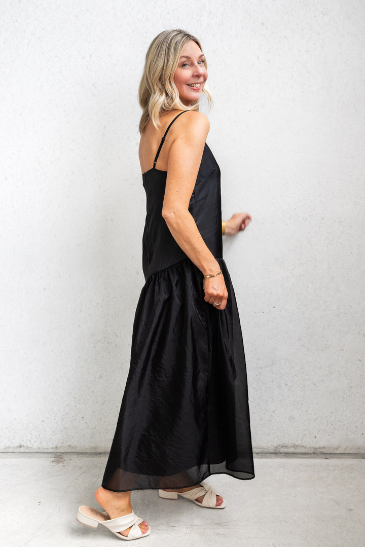 Asymmetrical Organza Dress - Black