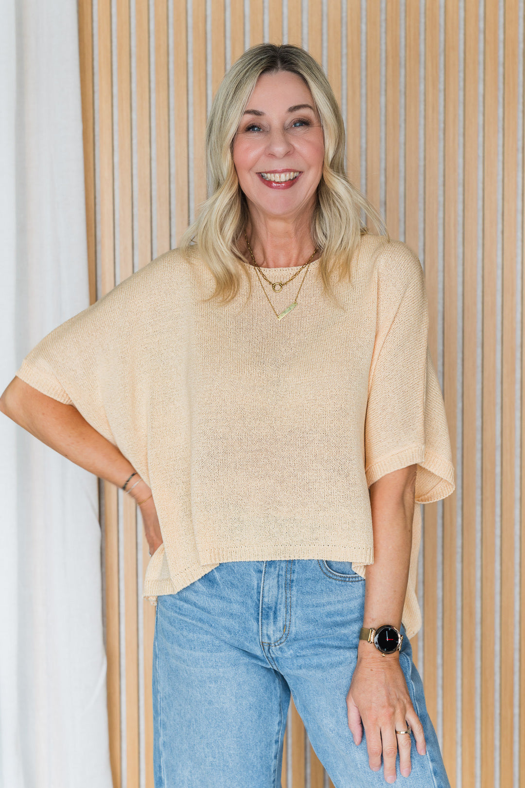 Oversized Drape Knit Top - Butter