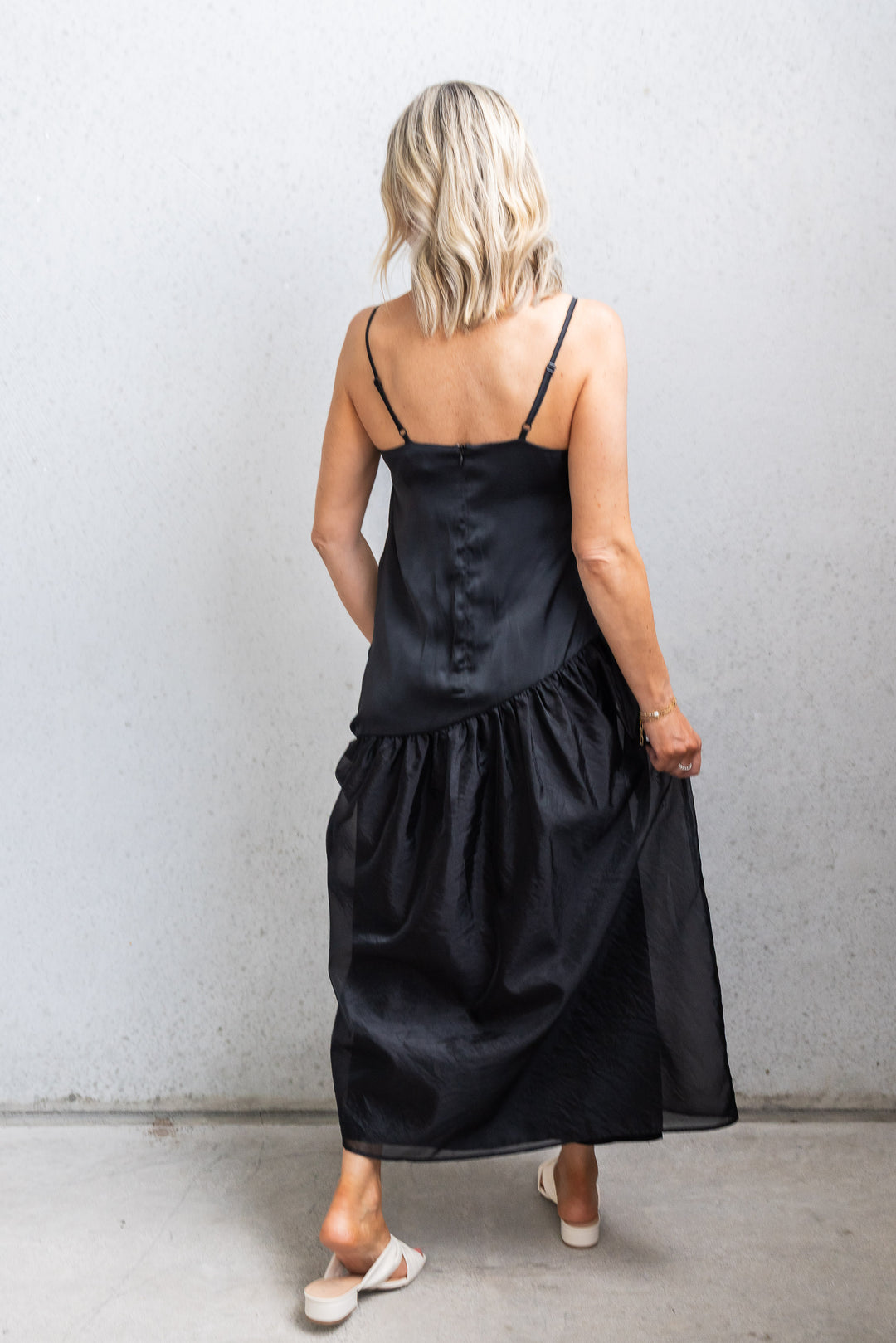 Asymmetrical Organza Dress - Black
