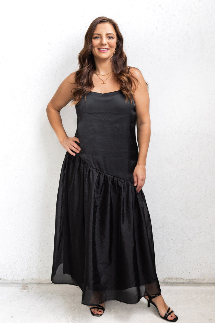 Asymmetrical Organza Dress - Black