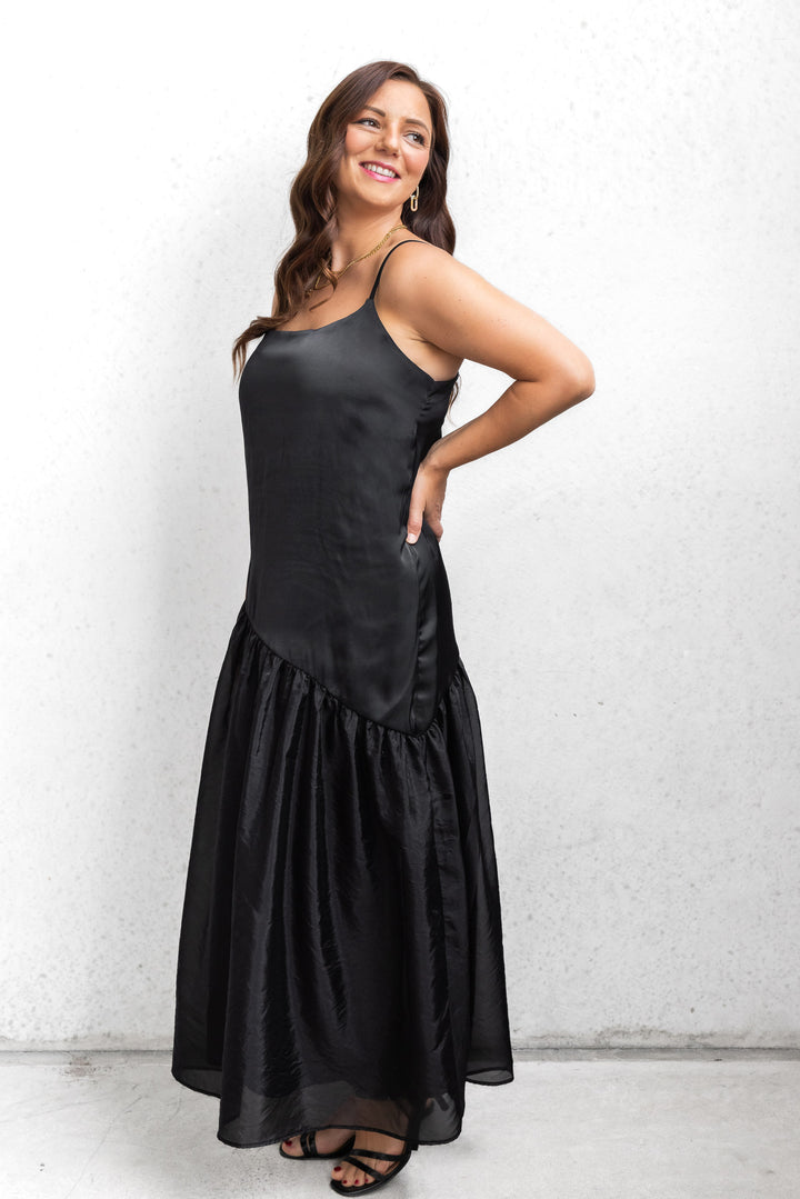 Asymmetrical Organza Dress - Black