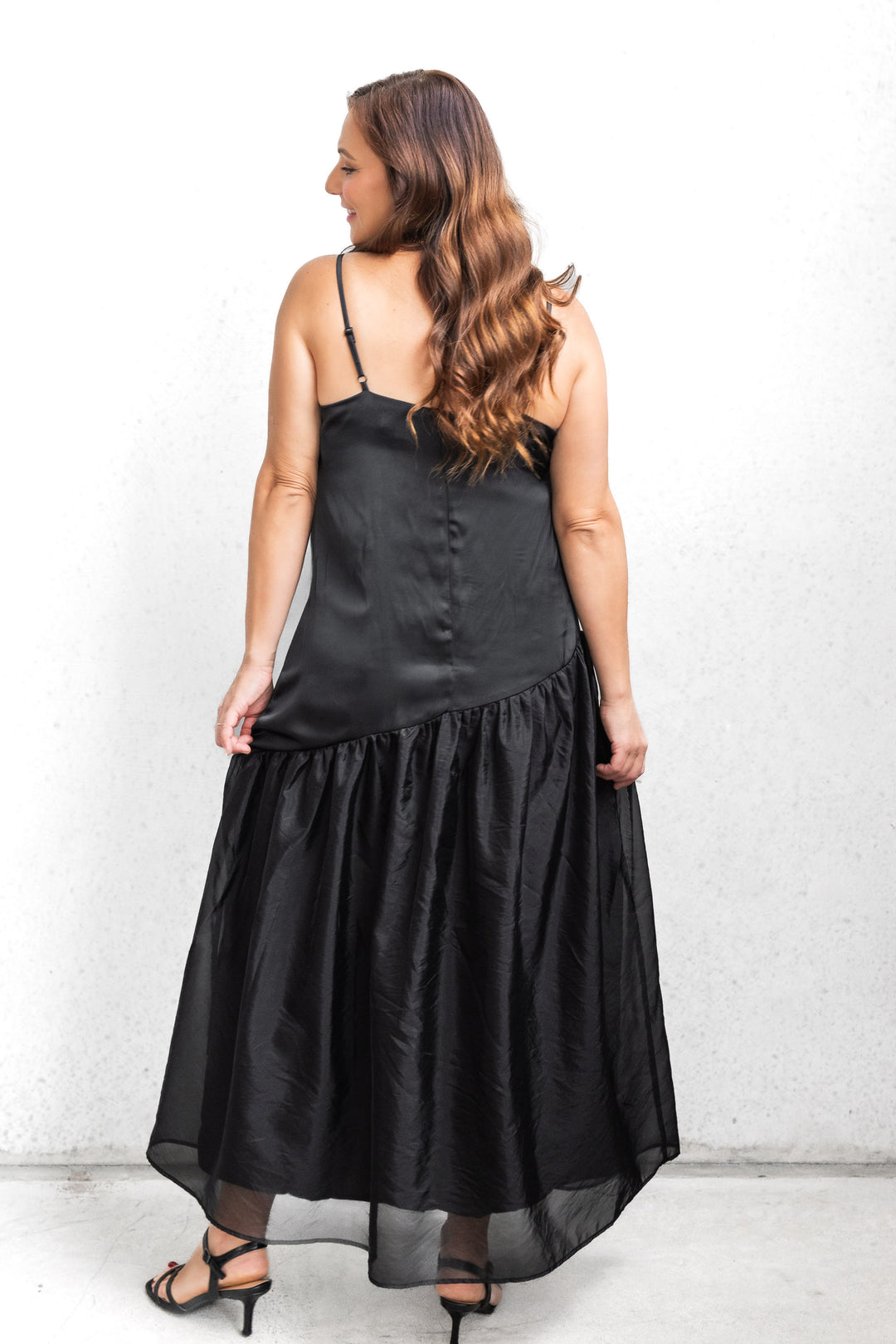 Asymmetrical Organza Dress - Black