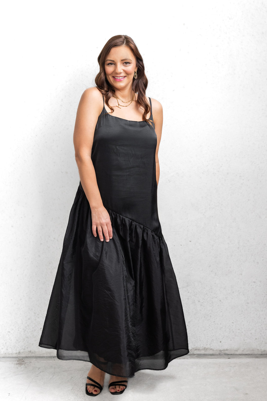 Asymmetrical Organza Dress - Black
