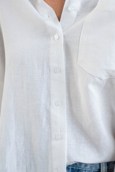 Sarah Linen Blend Shirt - White