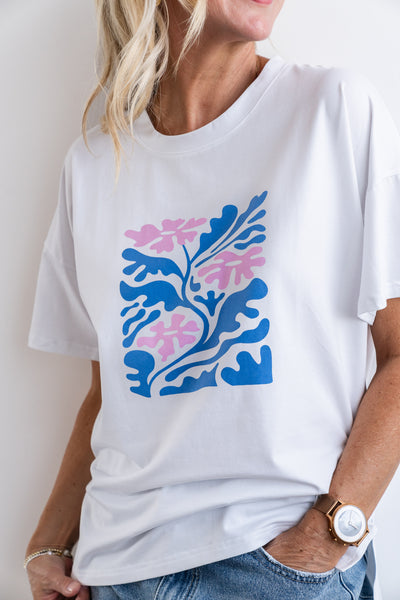 Flora Graphic Tee - Blue/Pink