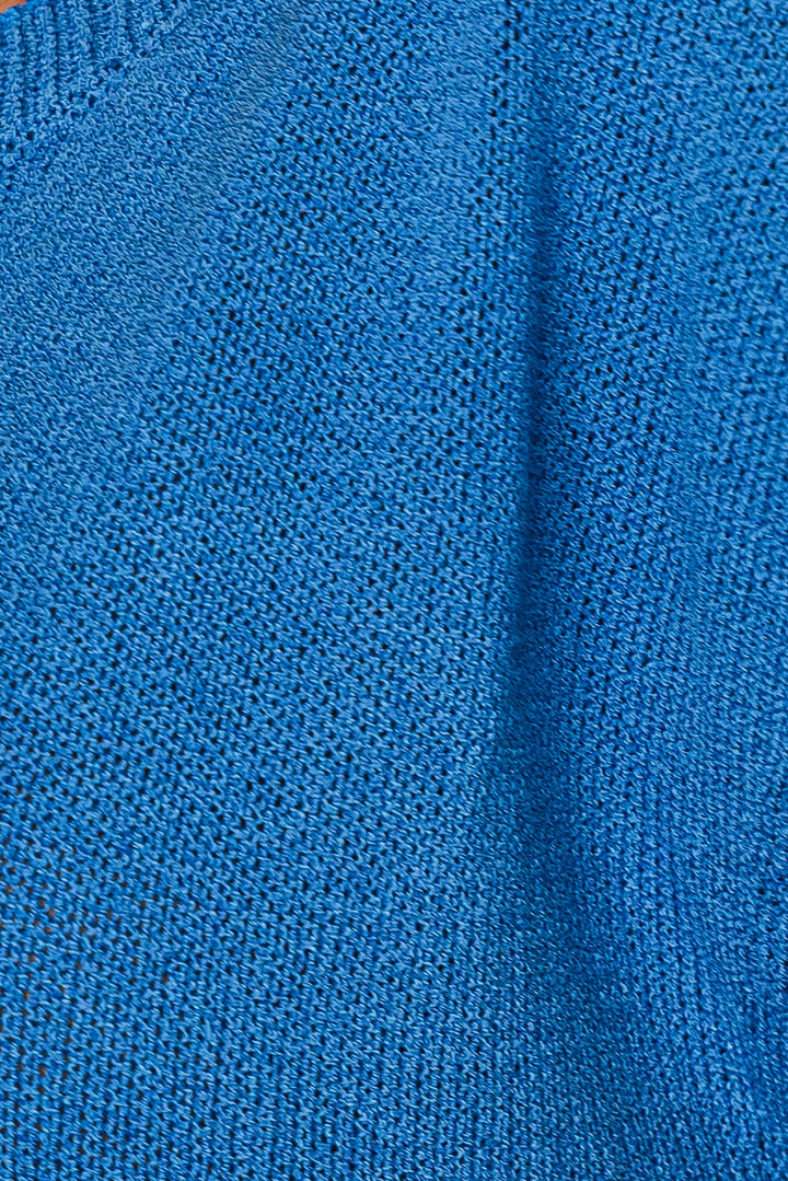 Henley Knitted Top - Cobalt
