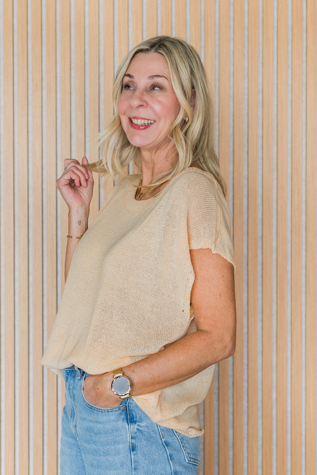 Henley Knitted Top - Butter