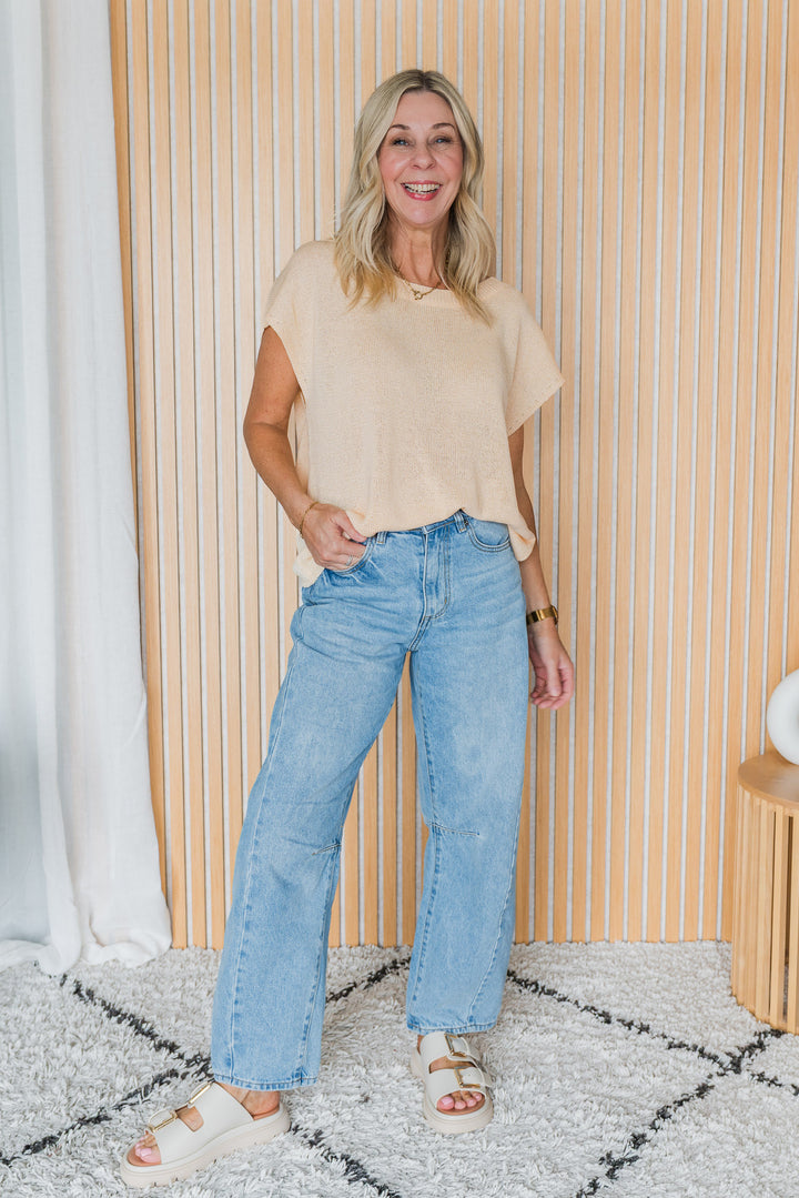 Henley Knitted Top - Butter