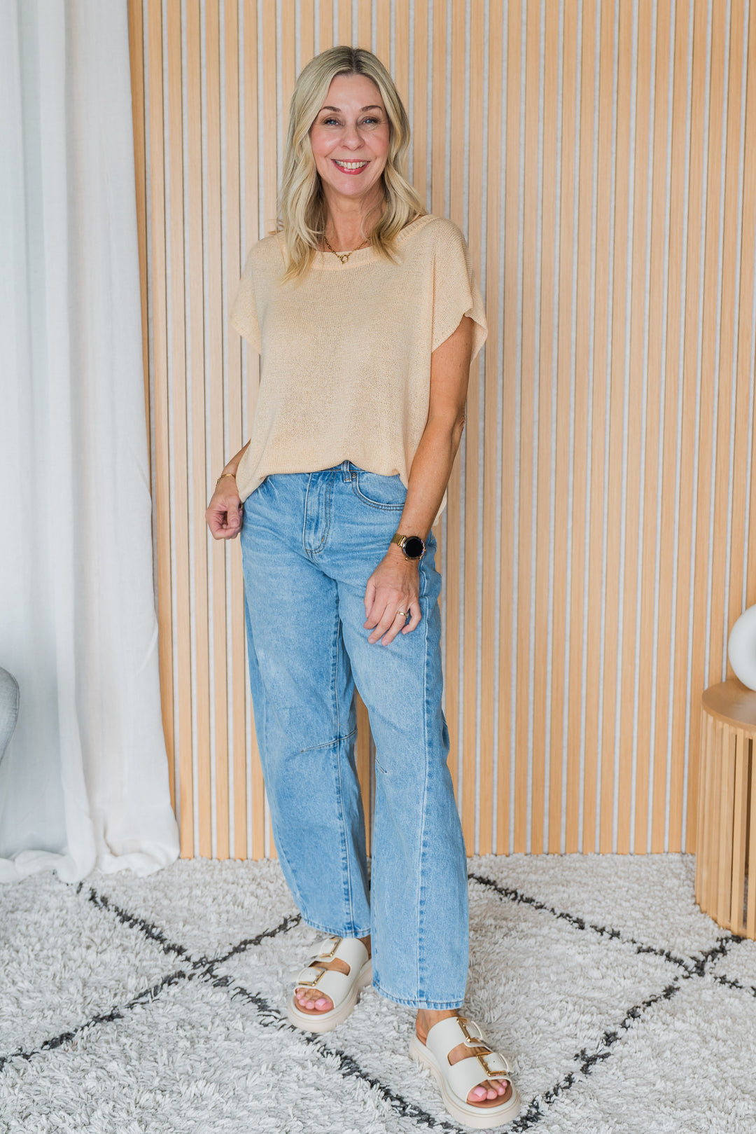 Henley Knitted Top - Butter