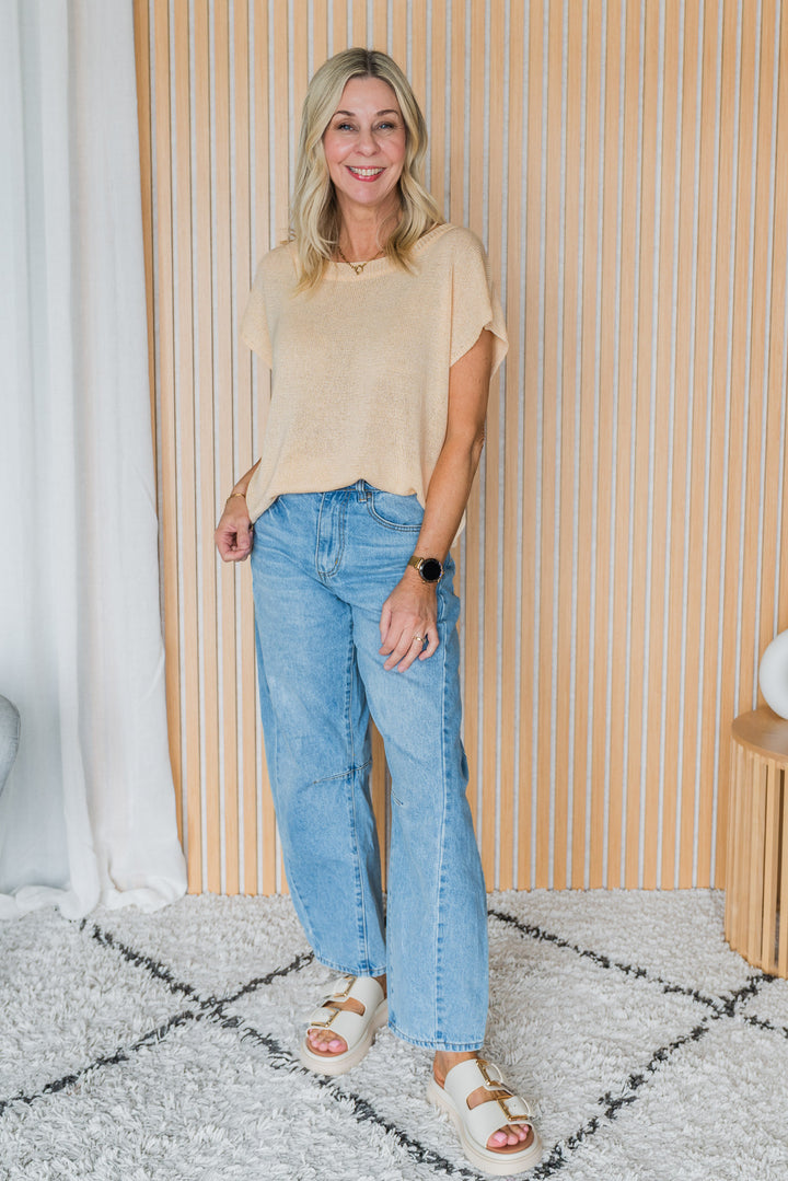 Henley Knitted Top - Butter