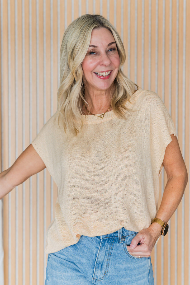 Henley Knitted Top - Butter