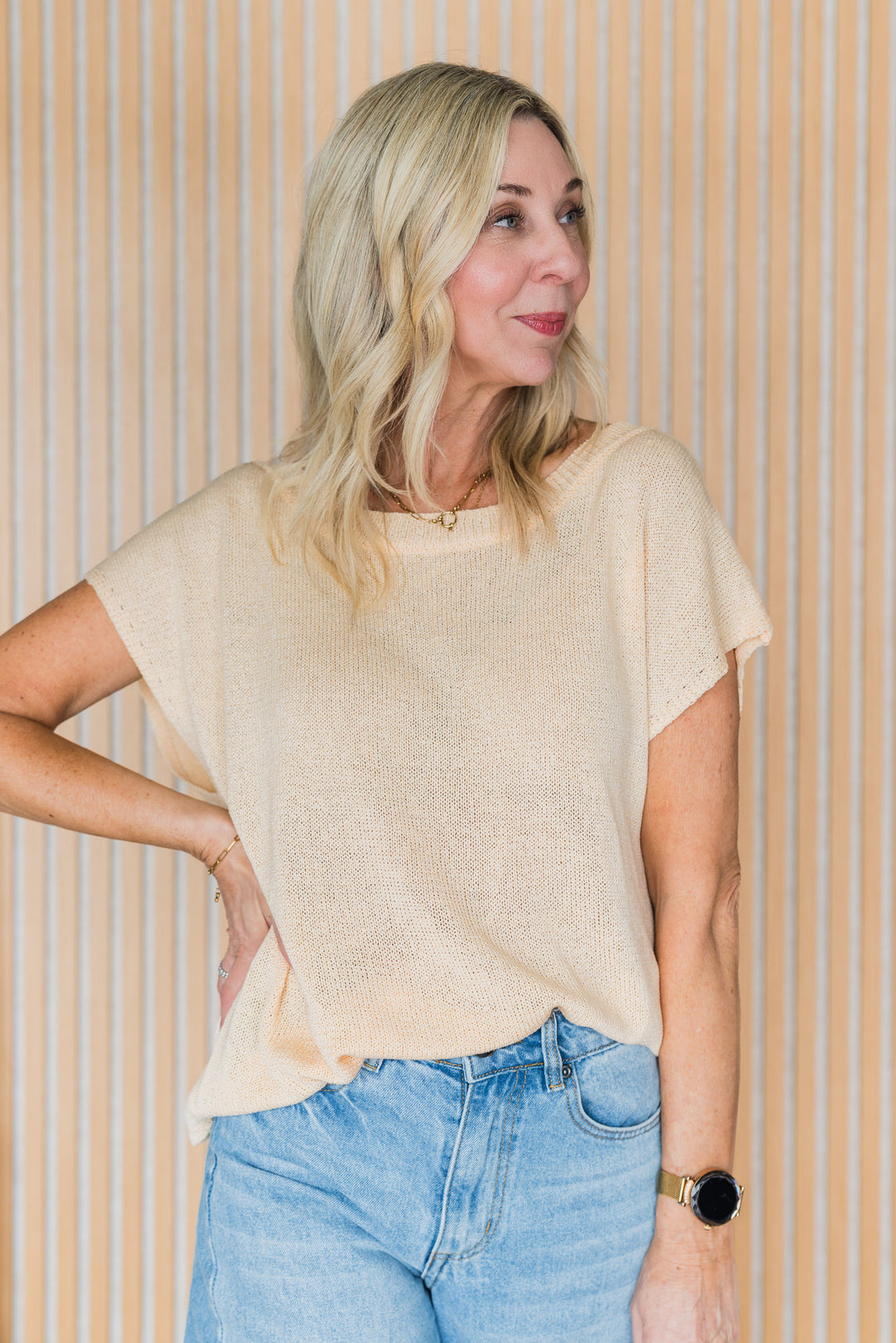 Henley Knitted Top - Butter