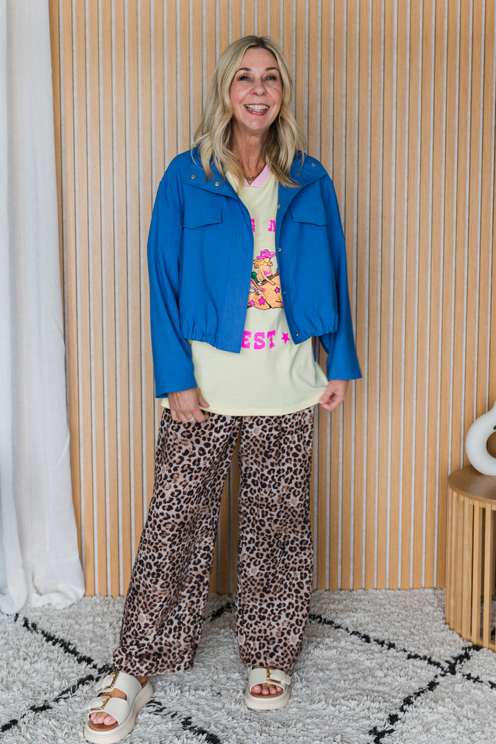 Funnel Neck Light Jacket - Cobalt Blue