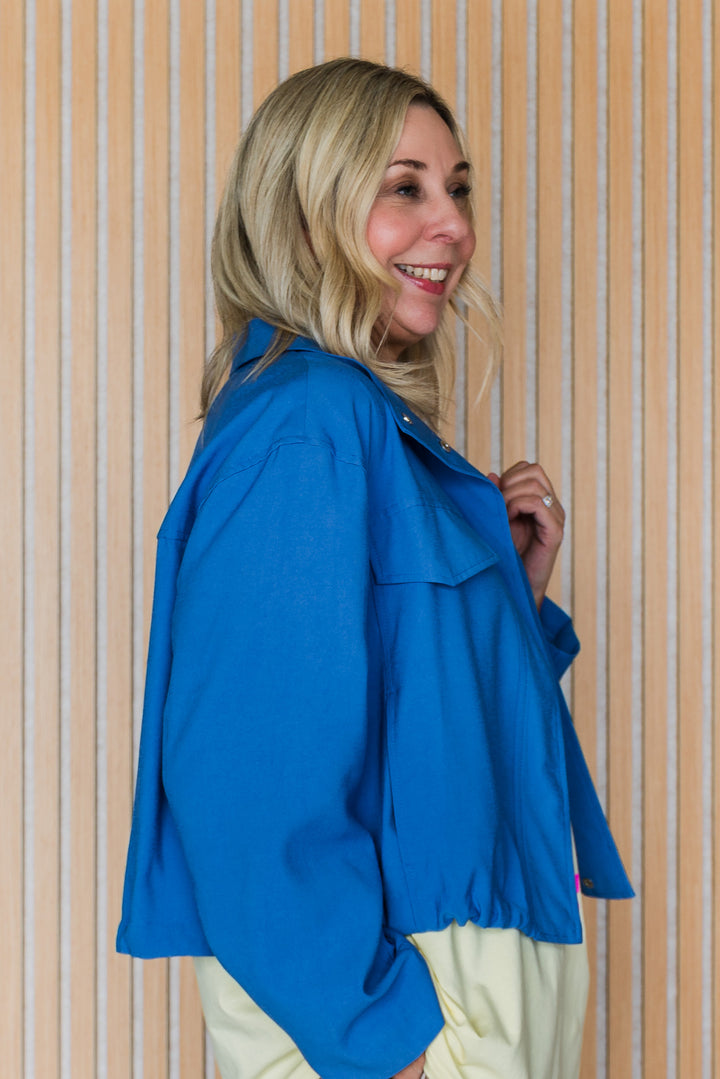 Funnel Neck Light Jacket - Cobalt Blue