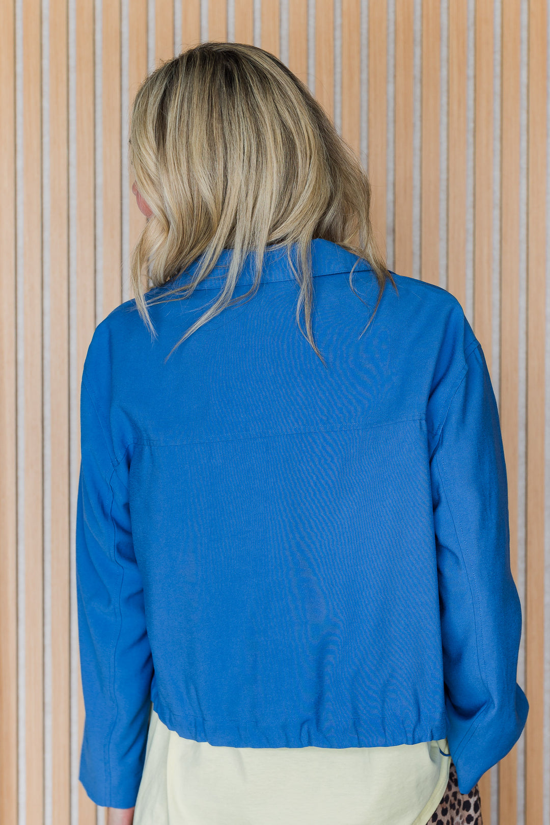 Funnel Neck Light Jacket - Cobalt Blue