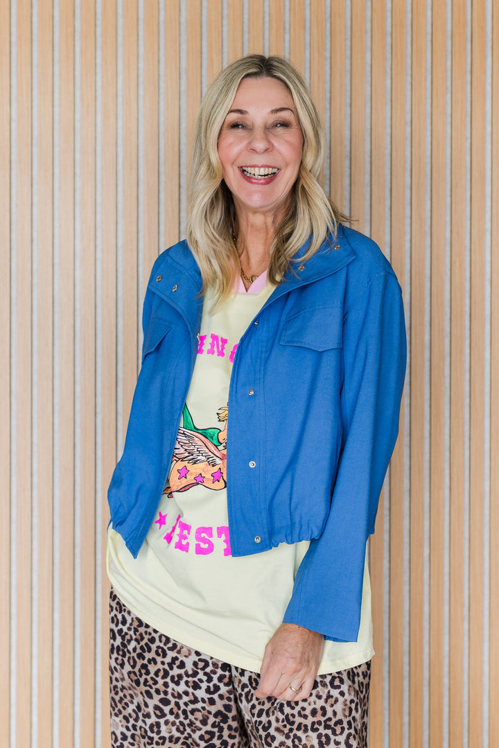 Funnel Neck Light Jacket - Cobalt Blue