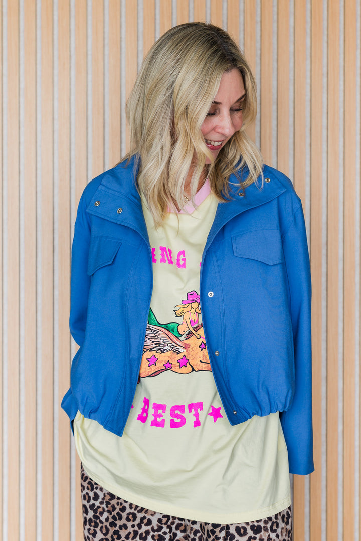 Funnel Neck Light Jacket - Cobalt Blue