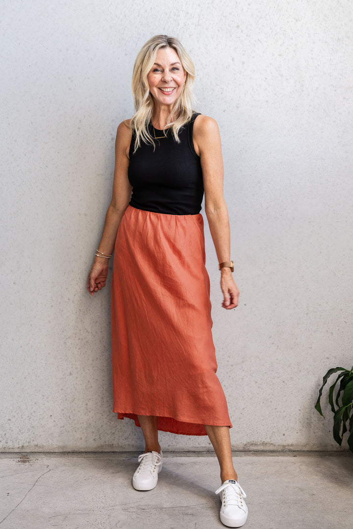 Mandarin Linen Skirt