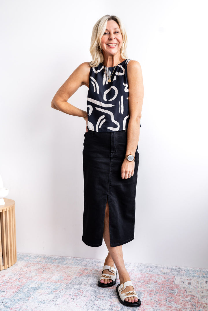 Jasper Denim Skirt - Black