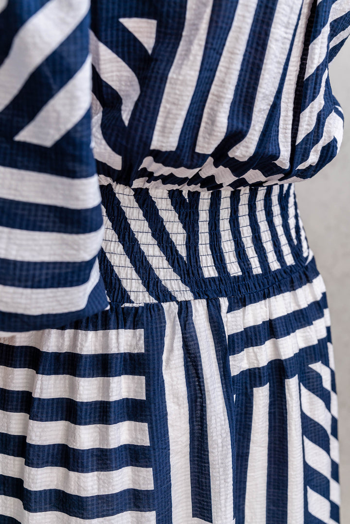 Bolton Stripe Dress - Navy/White