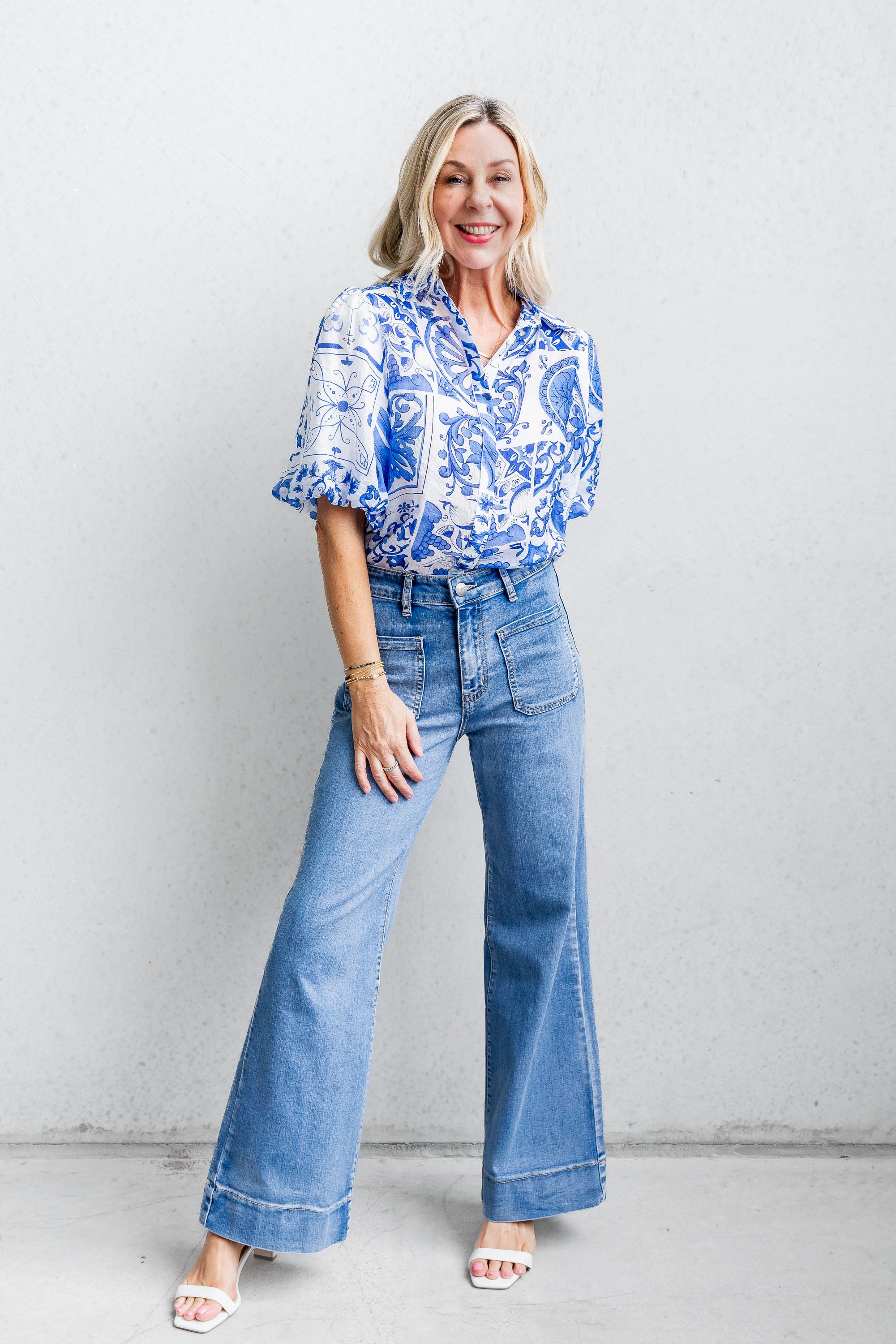 Nicky Wide Leg Jean Mid Blue Mabel and Woods