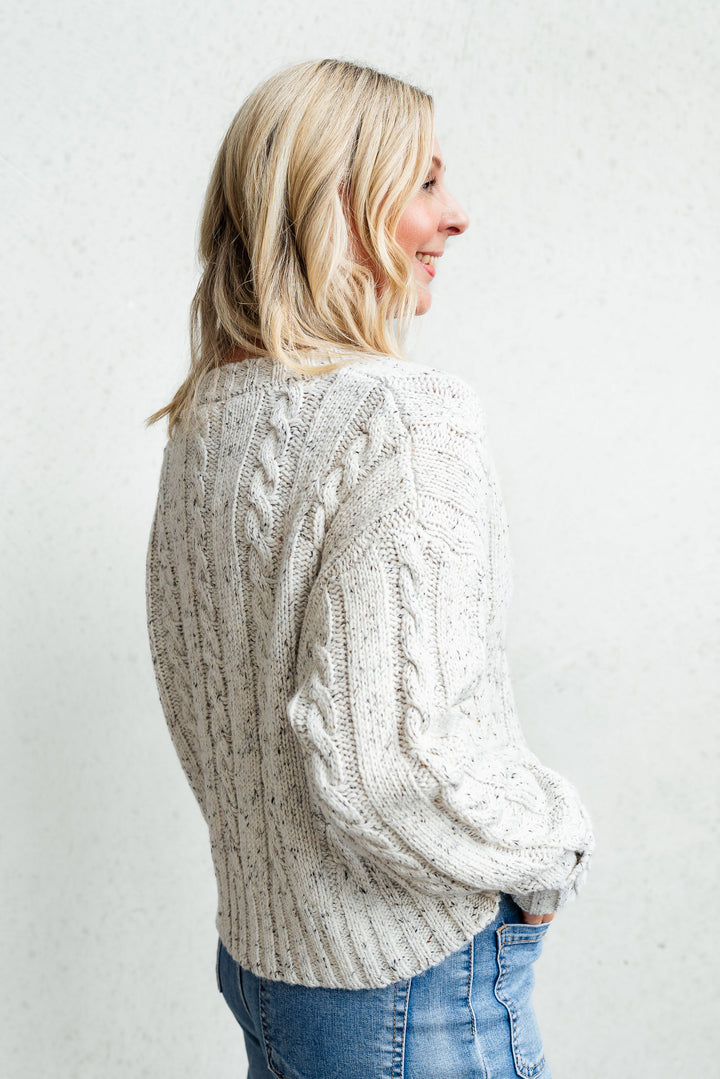 Cable Crop Cardi - Oat