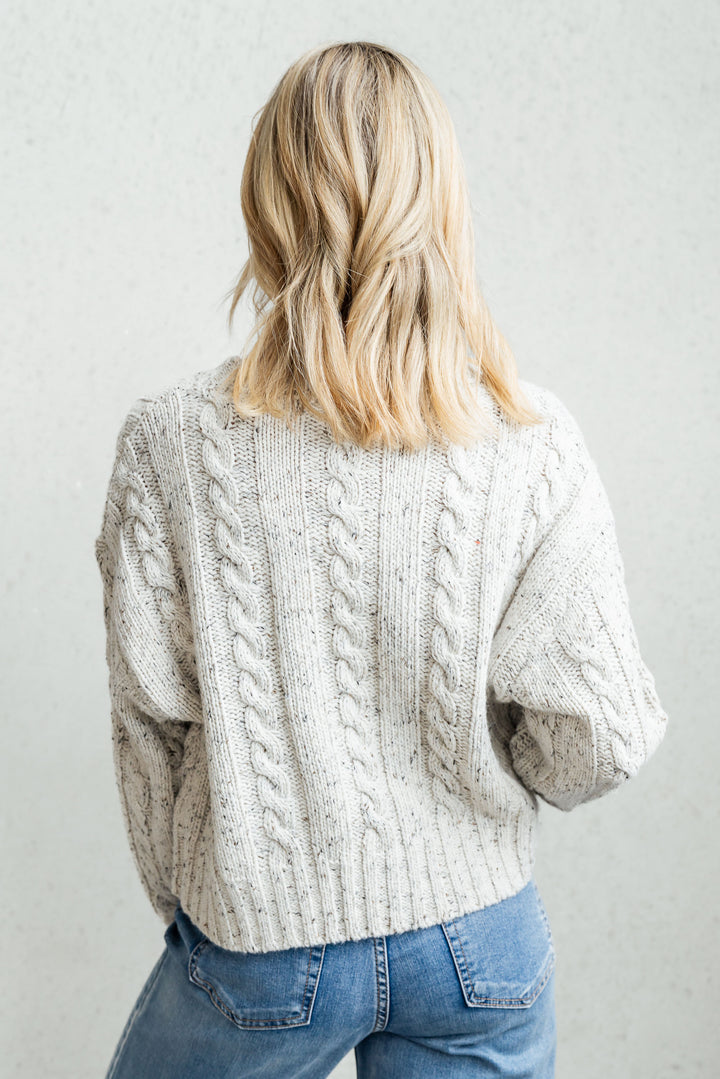 Cable Crop Cardi - Oat
