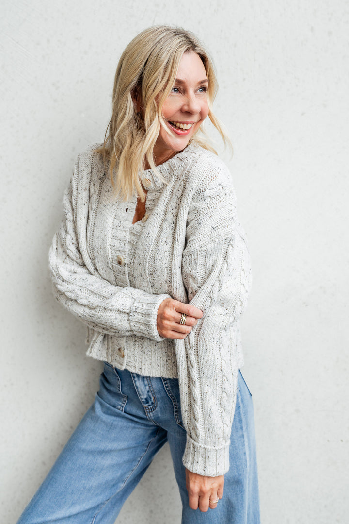 Cable Crop Cardi - Oat