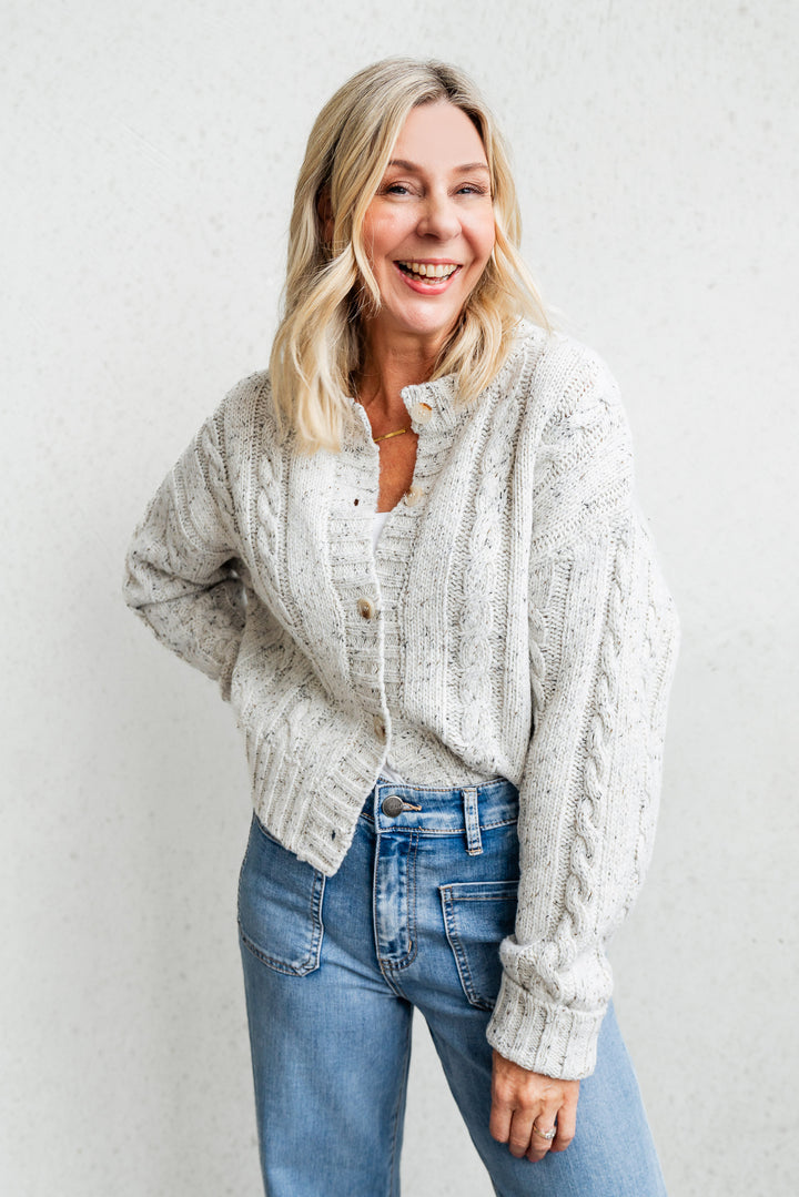 Cable Crop Cardi - Oat