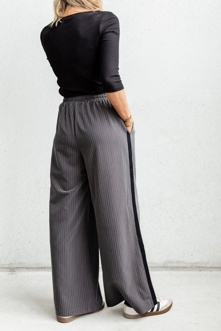 Pinstripe Pants - Grey/Black
