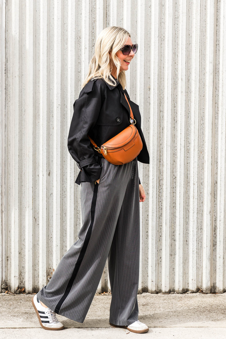 Pinstripe Pants - Grey/Black