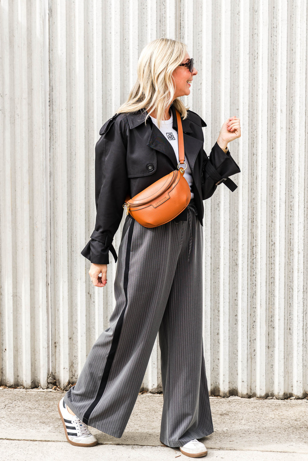 Pinstripe Pants - Grey/Black