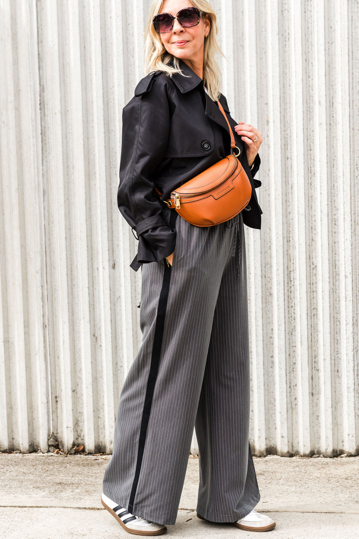 Pinstripe Pants - Grey/Black