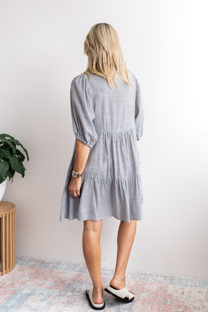 Iris Stripe Dress - Grey