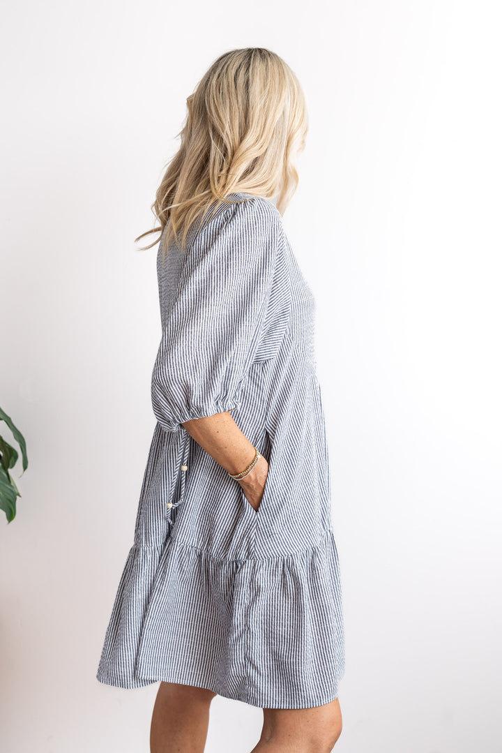 Iris Stripe Dress - Grey