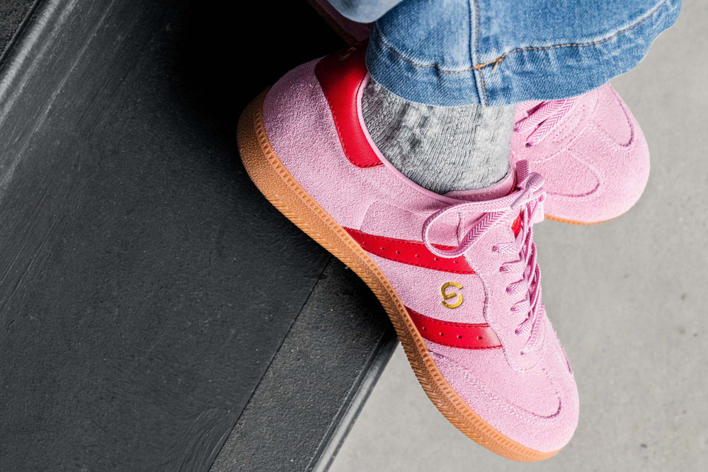 Parallel Suede Sneaker - Pink / Red - Mabel and Woods