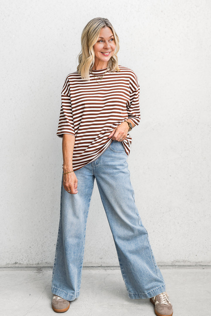 Riot Stripe Tee - Espresso - Mabel and Woods