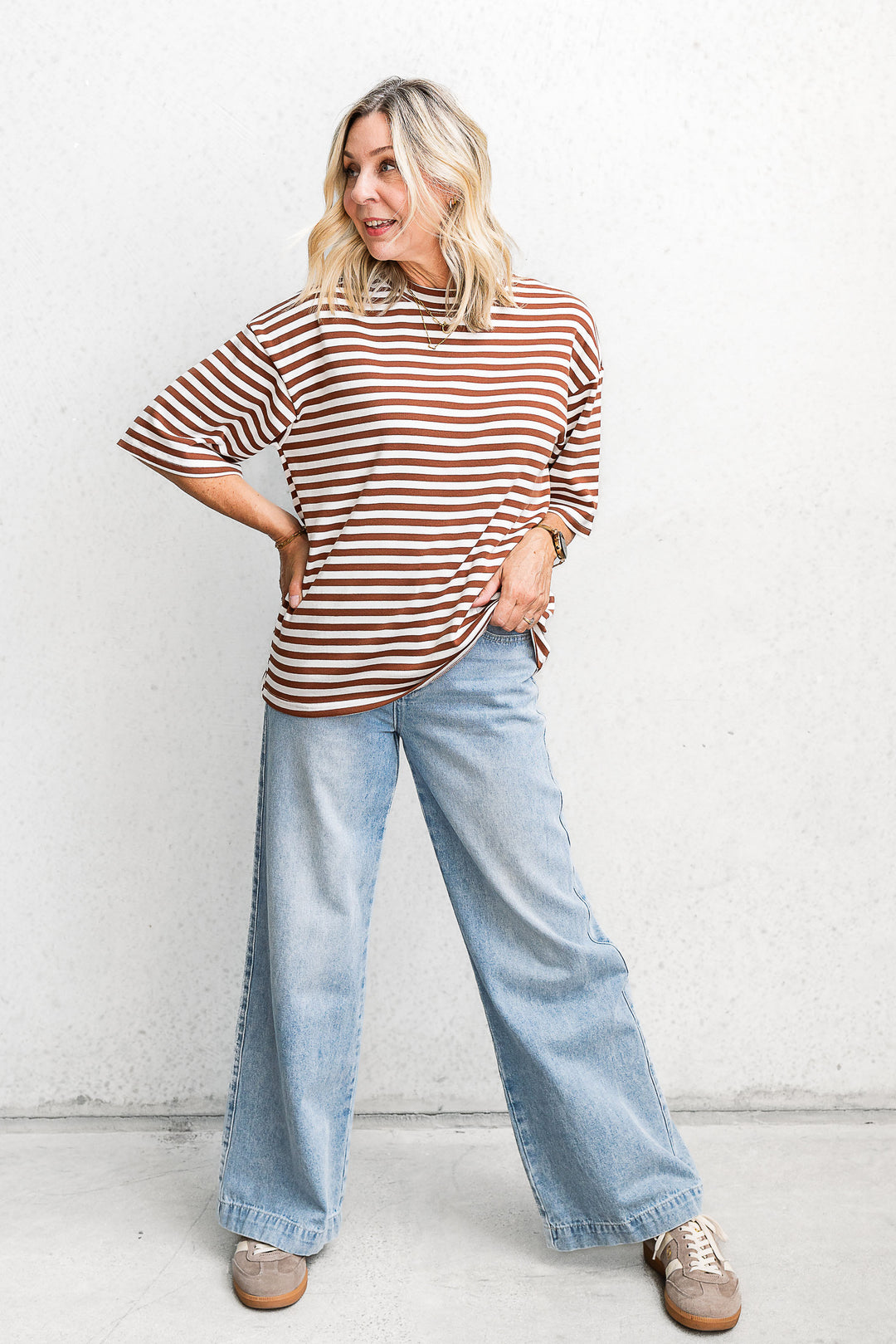 Riot Stripe Tee - Espresso - Mabel and Woods