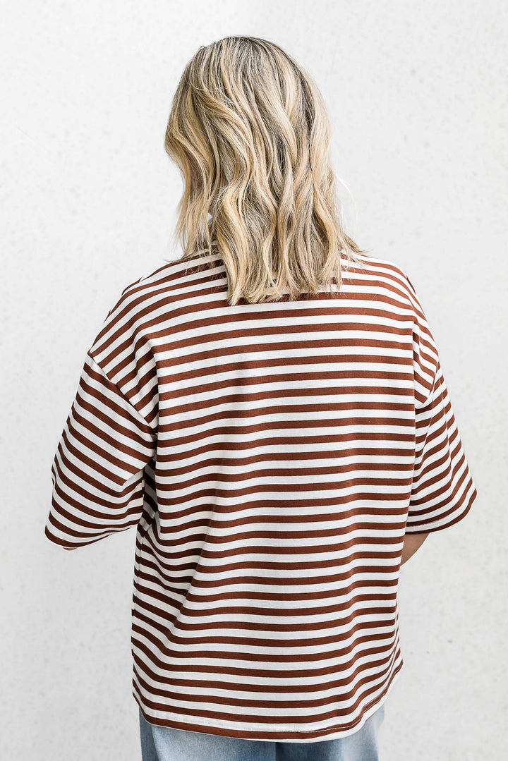 Riot Stripe Tee - Espresso - Mabel and Woods