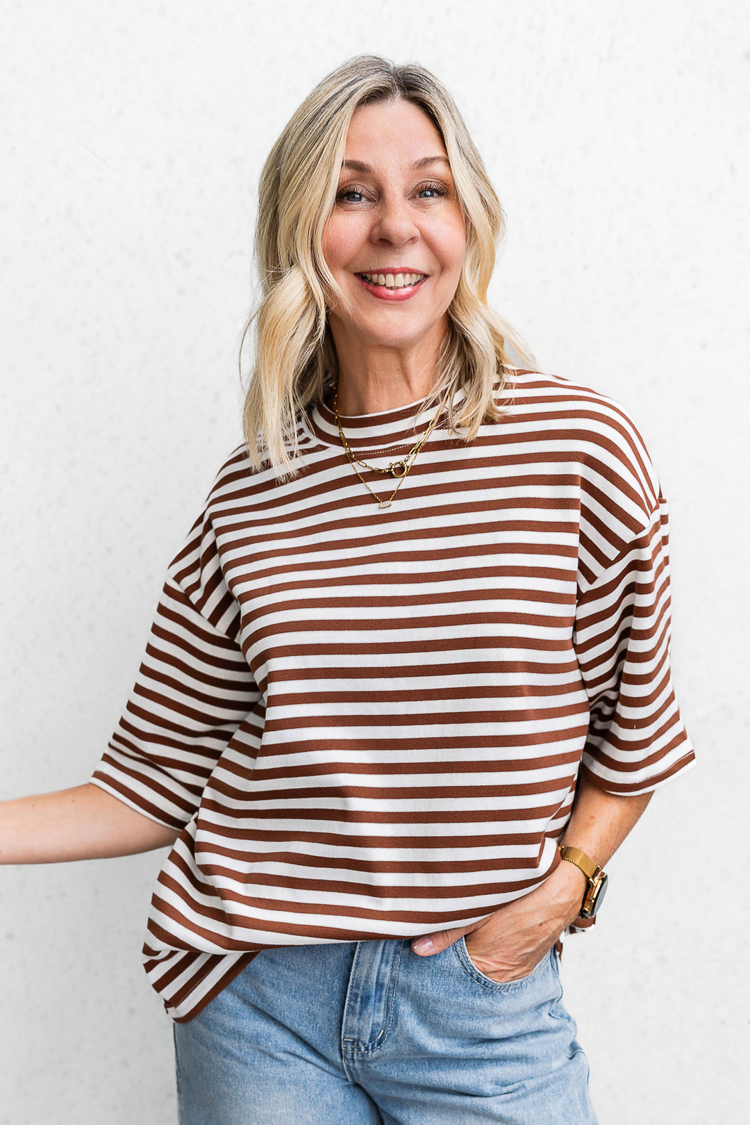 Riot Stripe Tee - Espresso - Mabel and Woods