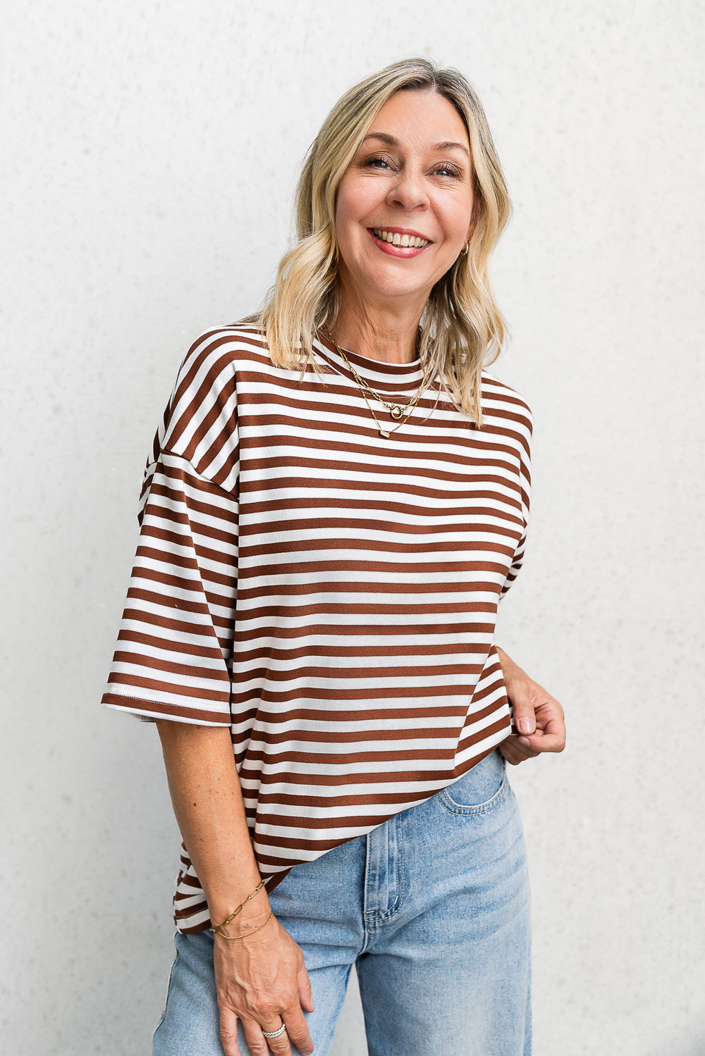 Riot Stripe Tee - Espresso - Mabel and Woods