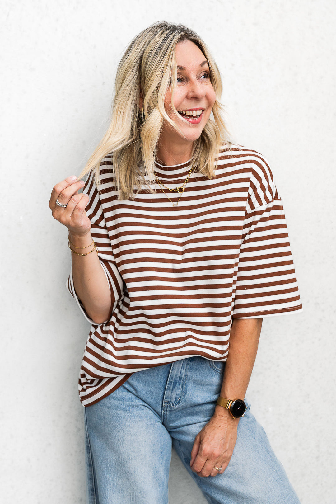 Riot Stripe Tee - Espresso - Mabel and Woods