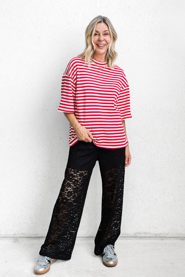 Riot Stripe Tee - Red - Mabel and Woods