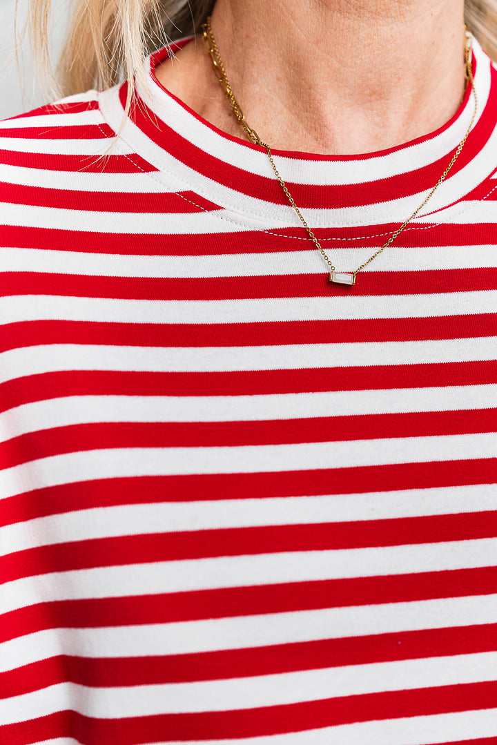 Riot Stripe Tee - Red - Mabel and Woods