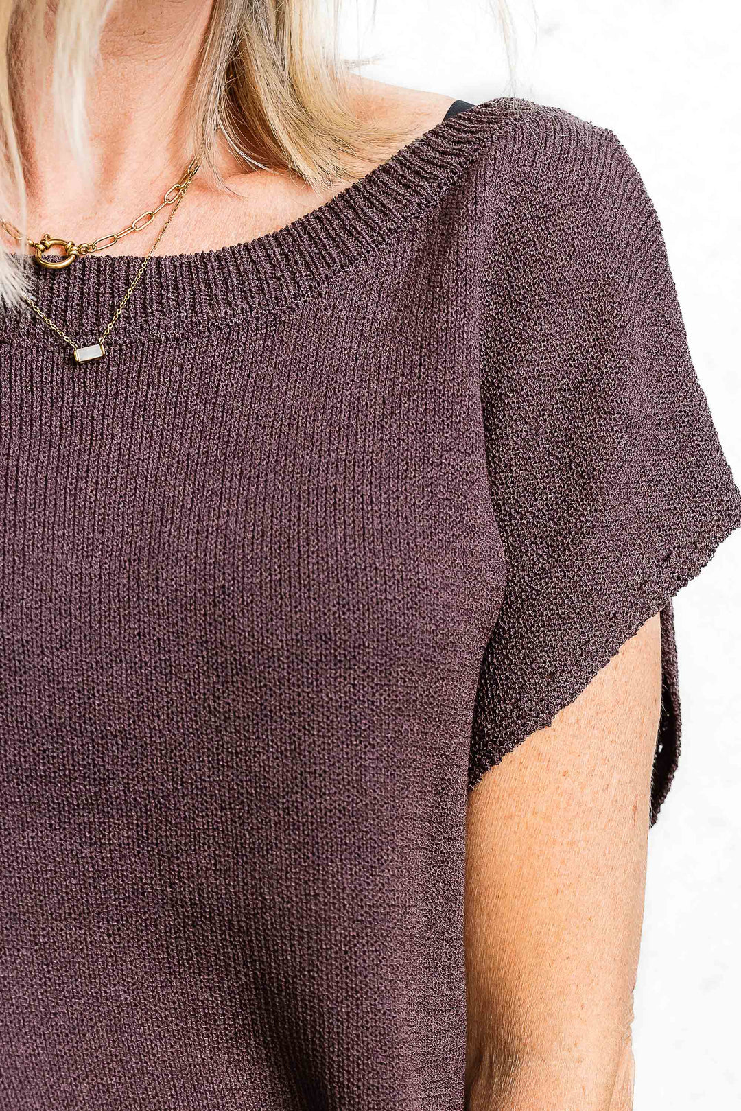 Henley Knit Tee - Espresso - Mabel and Woods