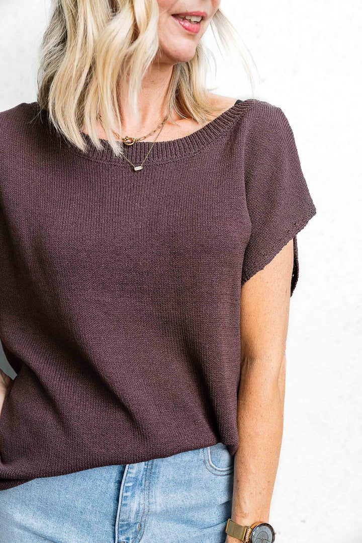 Henley Knit Tee - Espresso - Mabel and Woods